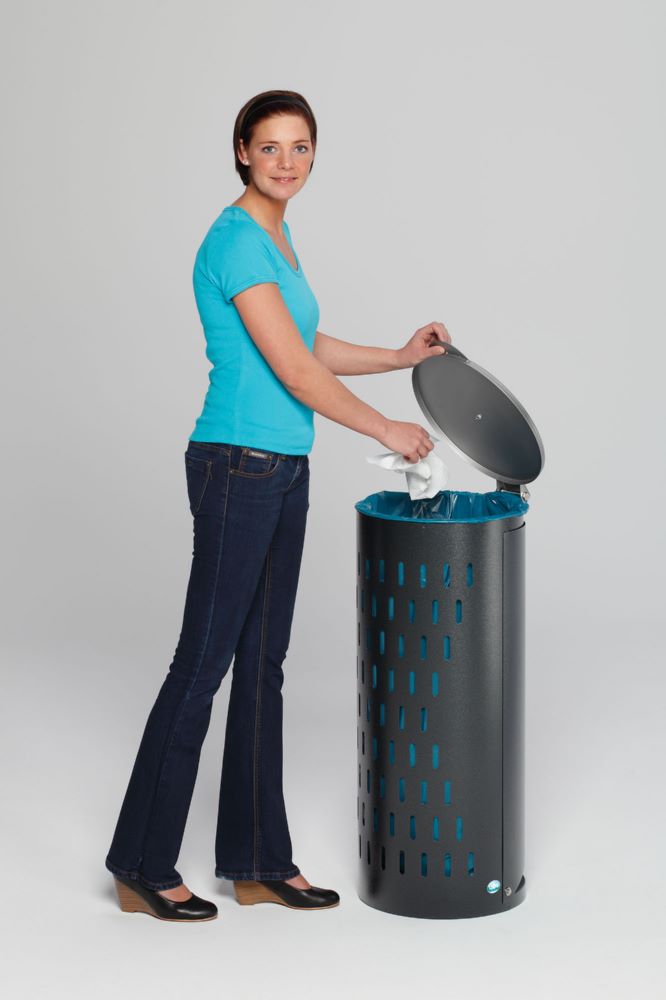 Produktbild Var Kompakt Abfallbehälter H 85 mit Klapptür antiksilber bild 4