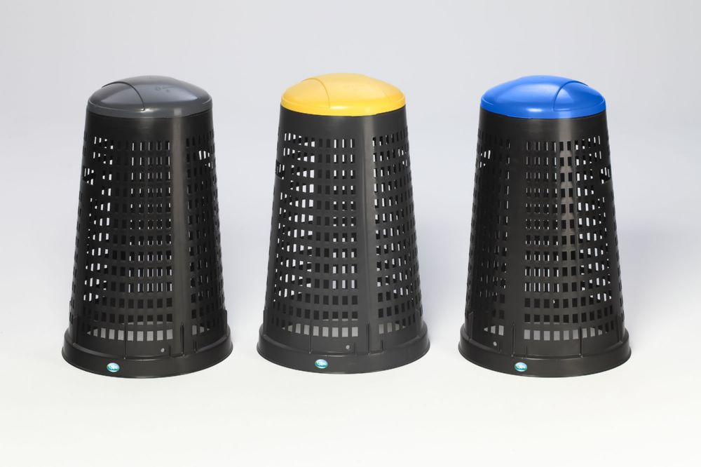 Produktbild Var Korbständer 90 Liter Kunststoff schwarz mit Klemmring und Deckel grau bild 2