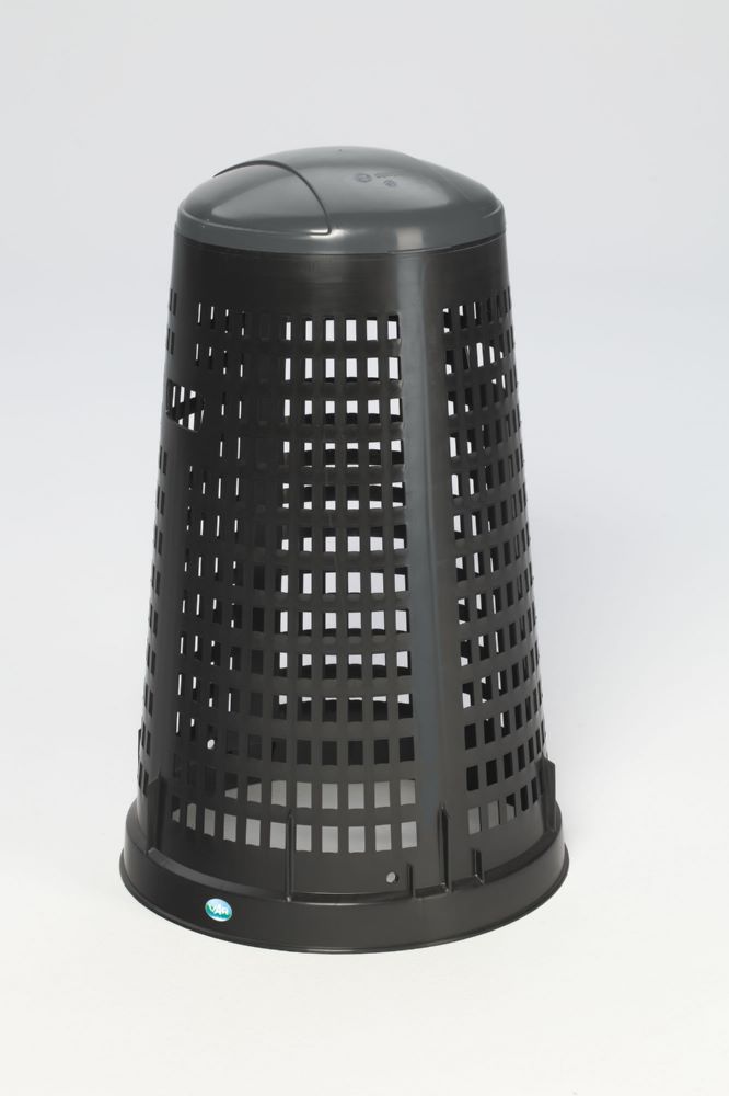 Produktbild Var Korbständer 90 Liter Kunststoff schwarz mit Klemmring und Deckel grau