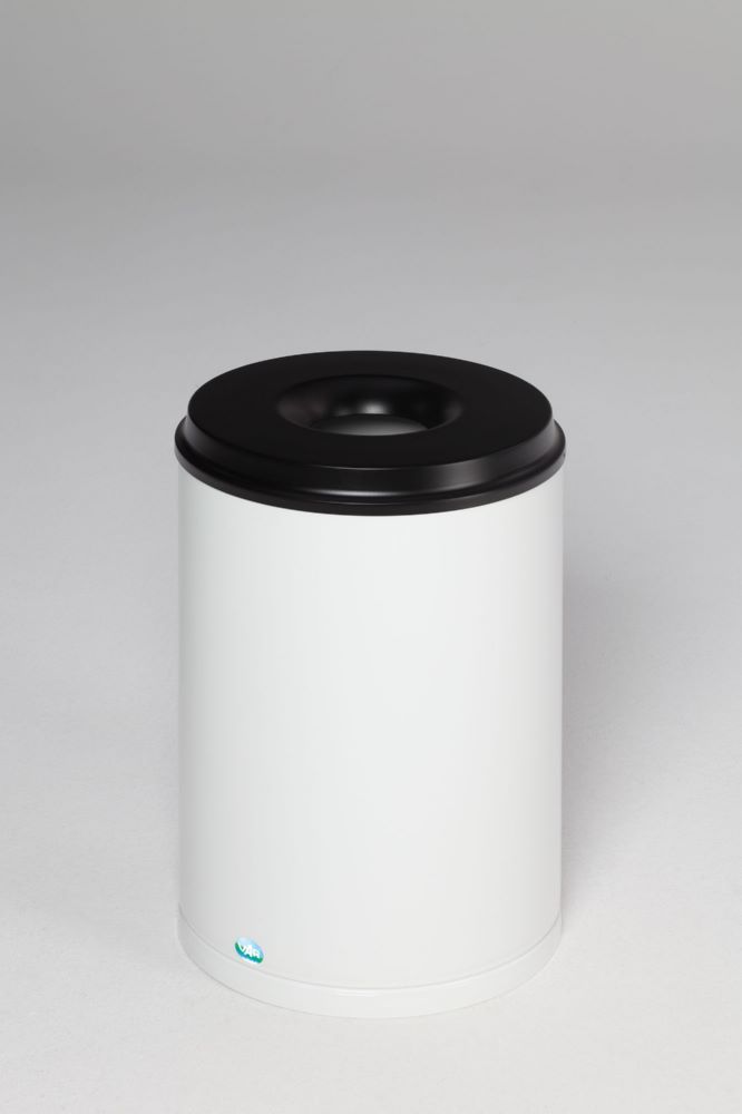 Produktbild Var Papierkorb weiß feuersicher 50 Liter Löschkopf schwarz