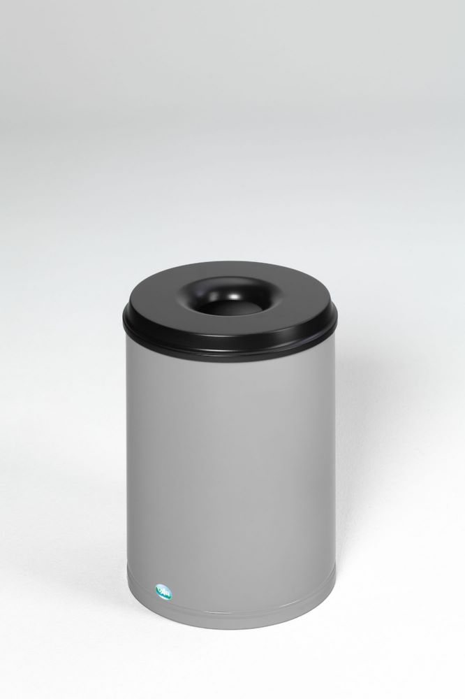 Produktbild Var Papierkorb silber feuersicher 50 Liter Löschkopf schwarz