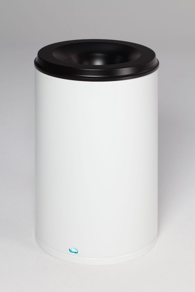 Produktbild Var Papierkorb weiß feuersicher 110 Liter Löschkopf schwarz