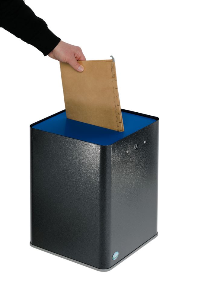 Produktbild VAR Papiersammler P40 DSGVO silber blau 350 x 350 x 460 mm