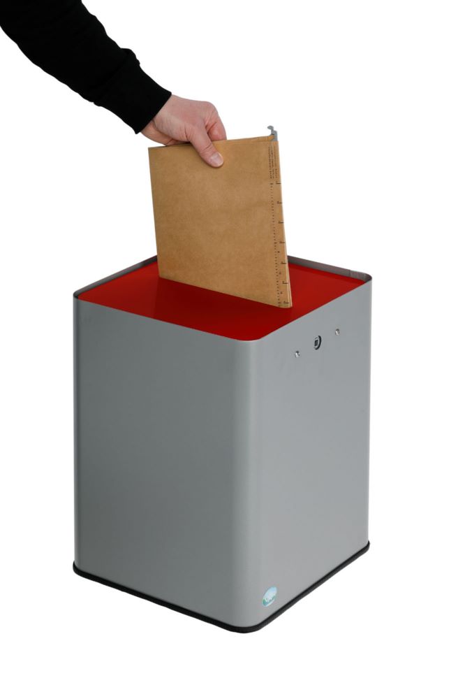 Produktbild VAR Papiersammler P40 DSGVO silber rot 350 x 350 x 460 mm