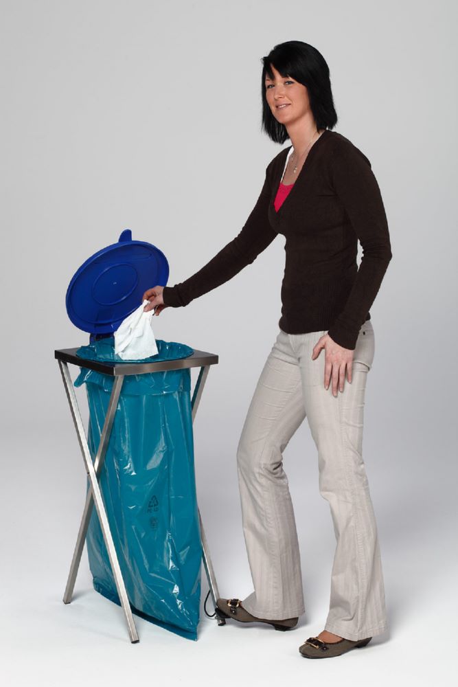 Produktbild Var Scherenständer Müllsackständer mit Fußpedal Deckel blau