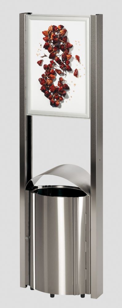 Produktbild Var Standgerät Abfallbehälter AG 78 mit Werbeflächen Edelstahl 50 Liter