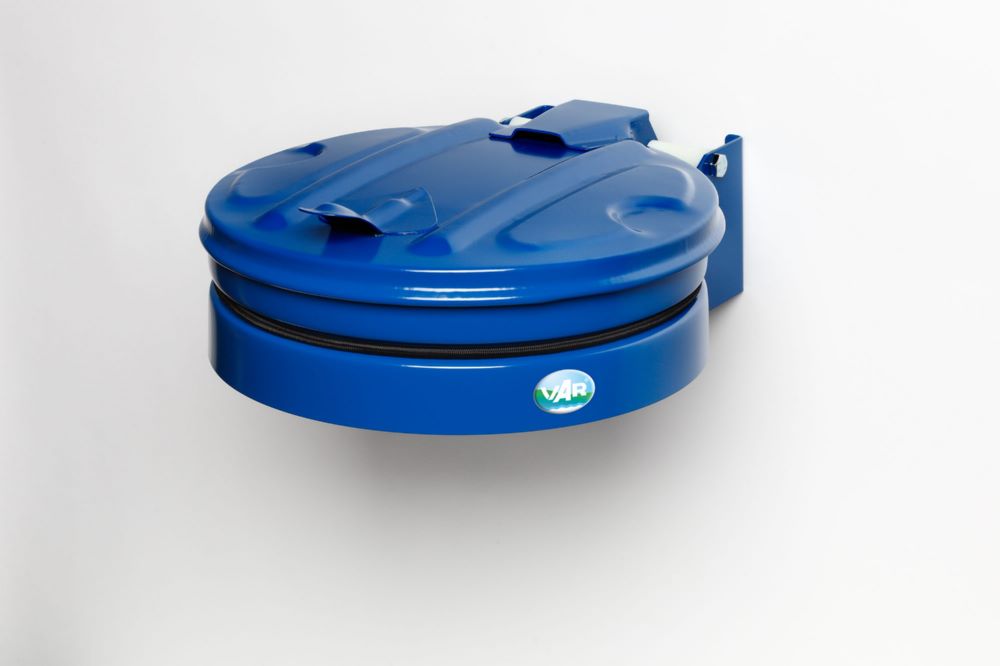 Produktbild Var Wandgerät für Müllsäcke mit Metalldeckel Höhe 155 mm blau