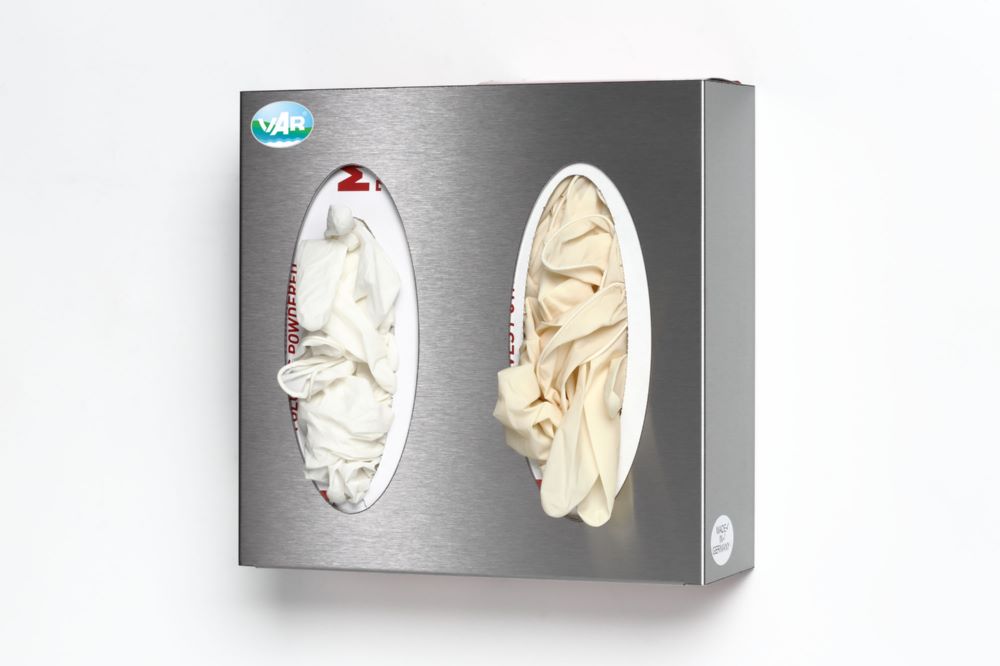 Produktbild Var Wandspender 2 Fach Edelstahl für Handschuhbox