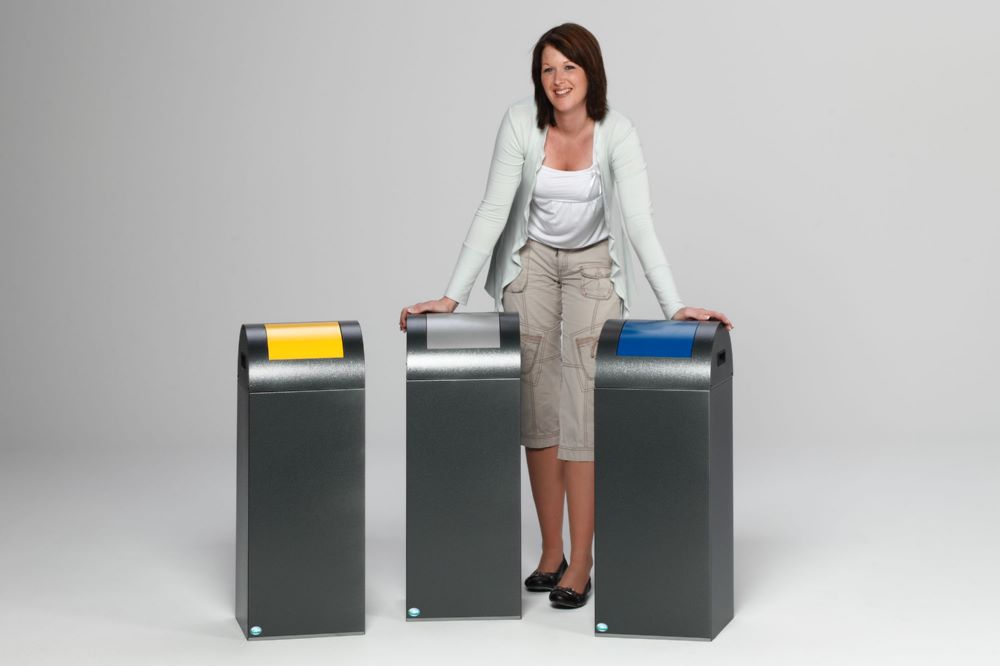 Produktbild Var Wertstoffsammelgerät WSG 55 R Korpus antiksilber Einwurfklappe enzianblau bild 4