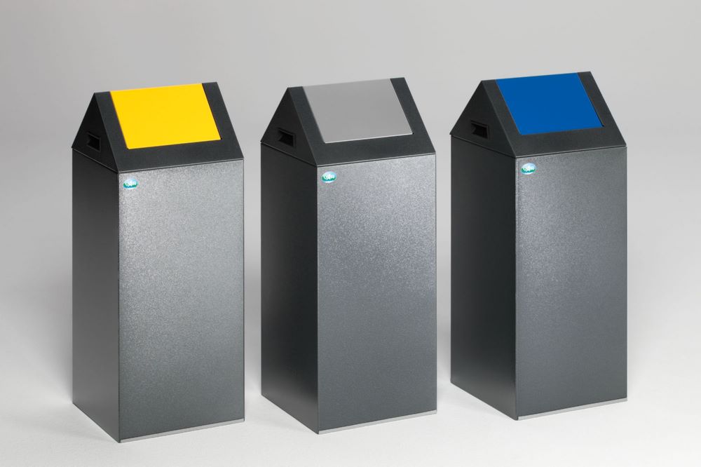 Produktbild Var Wertstoffsammelgerät WSG 55 S Korpus antiksilber Einwurfklappe enzianblau bild 3