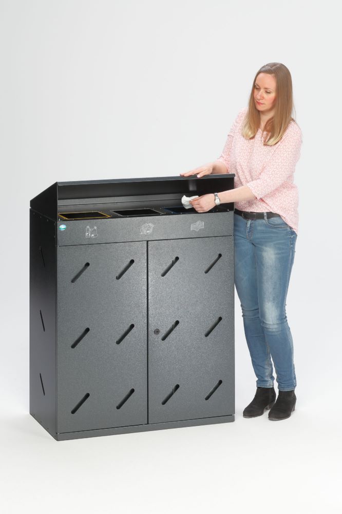 Produktbild Var Wertstoffsammelstation WS 89 mit 3 Fächer 300 Liter antiksilber bild 2
