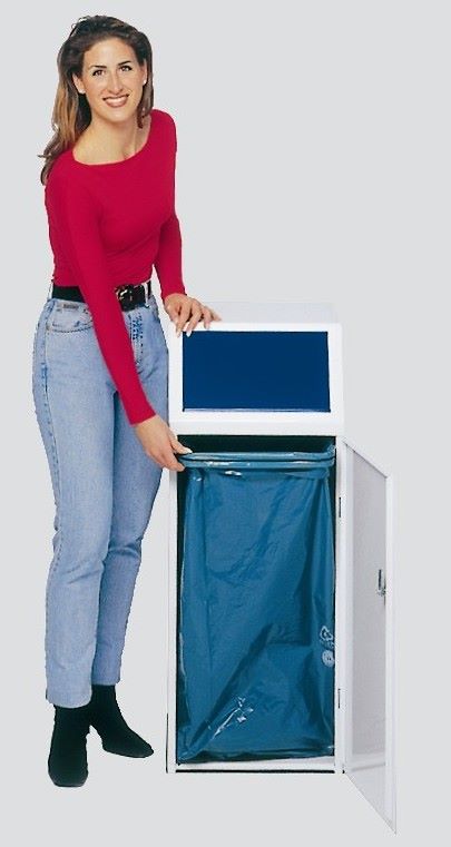 Produktbild Var Wertstoffsammler WSG 69 mit Fronttür Einwurfklappe blau beschichtet Klemmring