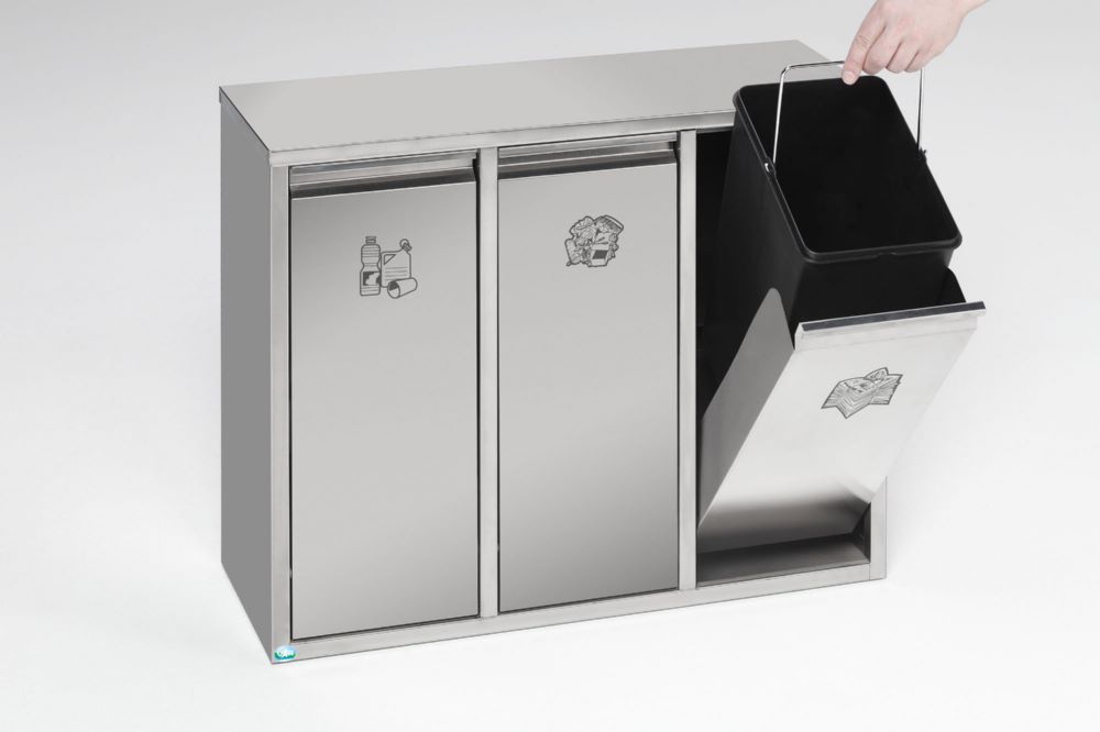 Produktbild Var Wertstoffsortiersystem 36 Liter Edelstahl als Stand oder Wandgerät bild 2