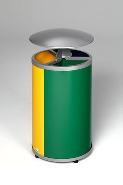 Produktbild VAR Wertstoffstation 3 fach mit Dach gelb blau grün 465 x 465 x 1240 mm