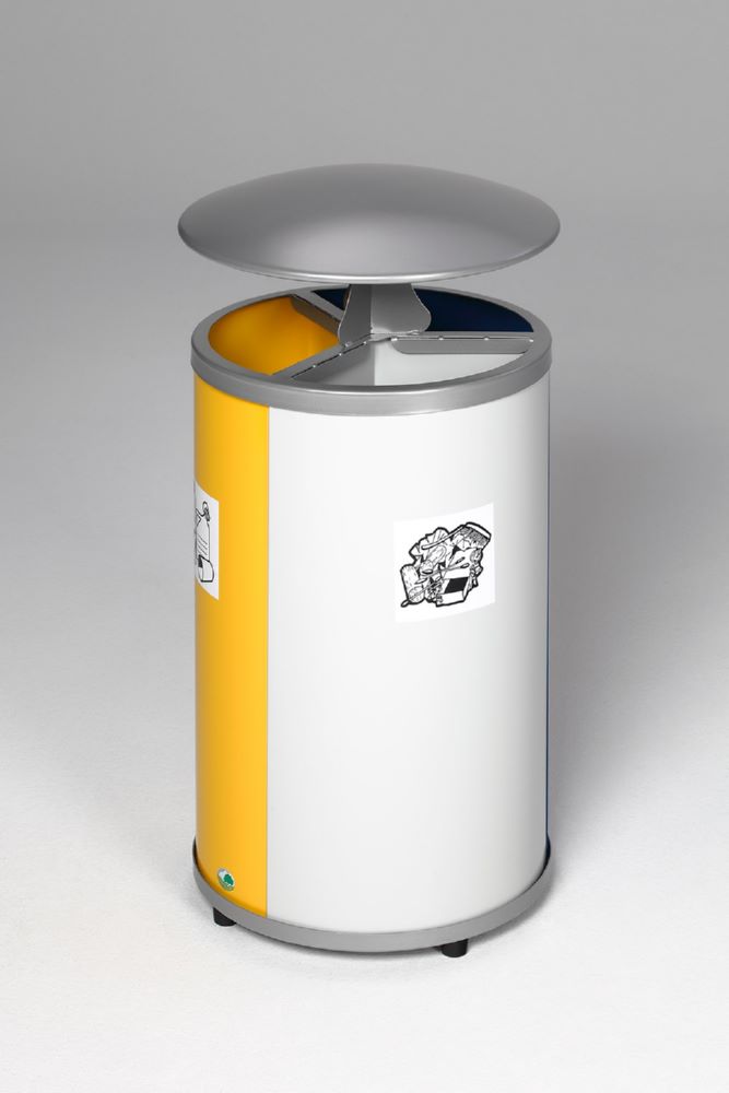 Produktbild Var Wertstoffstation 3 fach mit Dach gelb blau lichtgrau jeweils 30 Liter