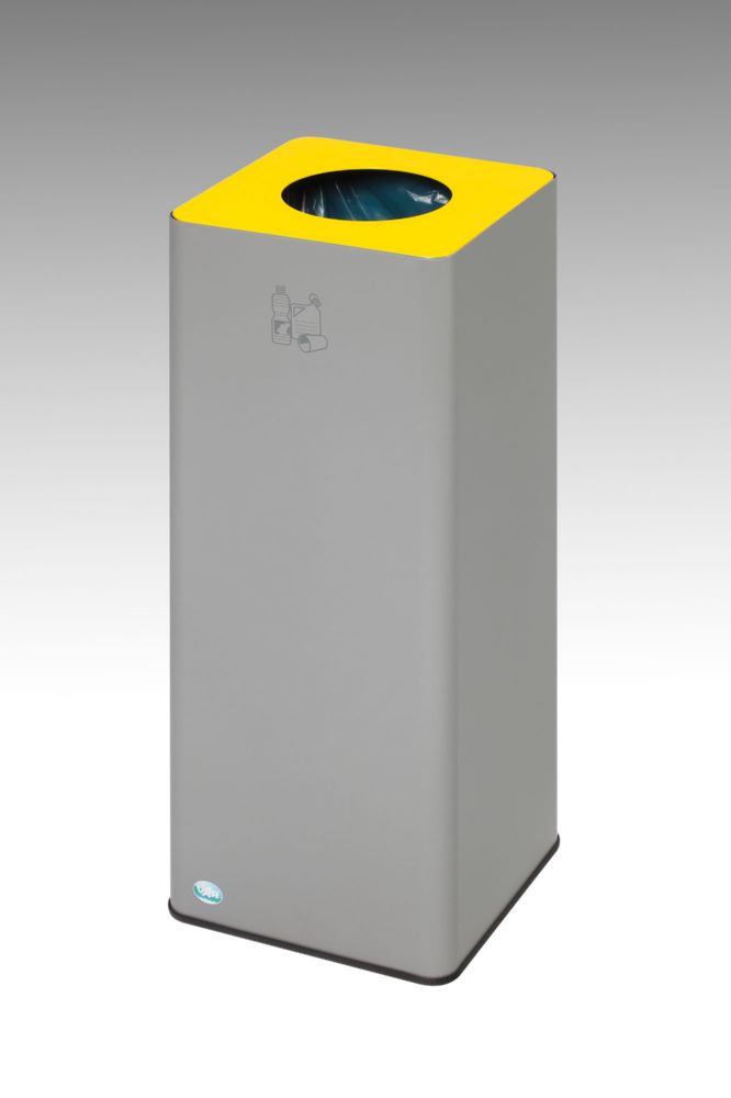 Produktbild Var Wertstoffsammler Quadro 79 Maße 700 x 320 x 320 mm silber Aufsatz gelb