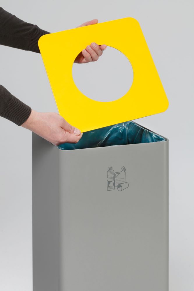 Produktbild Var Wertstoffsammler Quadro 79 Maße 700 x 320 x 320 mm silber Aufsatz gelb bild 2