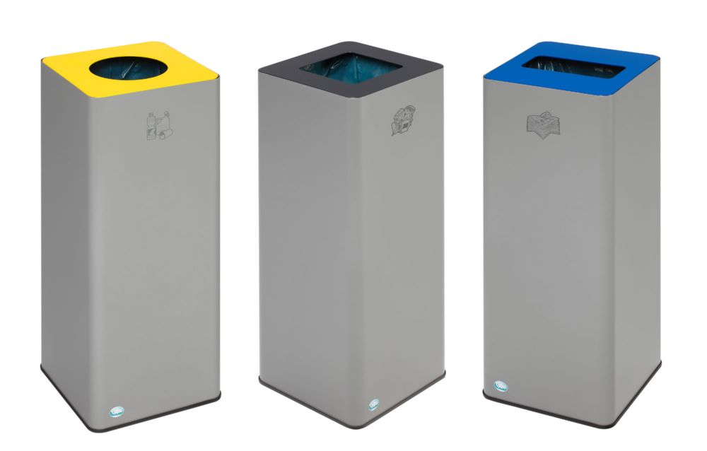 Produktbild Var Wertstoffsammler Quadro 79 Maße 700 x 320 x 320 mm silber Aufsatz gelb bild 4