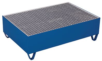 Produktbild Variofit Auffangwanne mit Gitterrost für 2 Fässer jeweils 200 Liter 1200x800x360mm blau