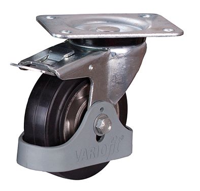 Produktbild Variofit Bremsrolle Elastikvollgummi 125x40 mm schwarz mit Fußschutz