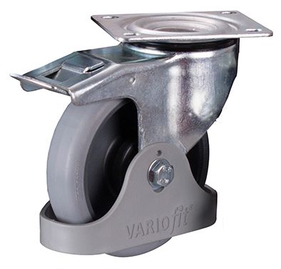 Produktbild Variofit Bremsrolle 160x40mm grau thermoplastisch mit Fußschutz Traglast 200kg