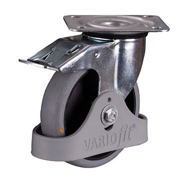 Produktbild Variofit Bremsrolle 125x32mm grau elektrisch leitfähig mit Fußschutz