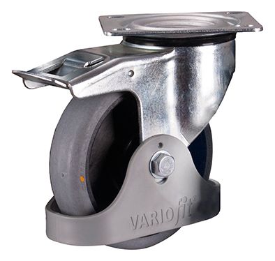 Produktbild Variofit Bremsrolle160x40mm grau elektrisch leitfähig mit Fußschutz Traglast 200kg