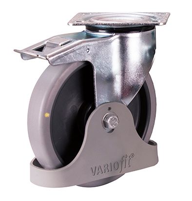 Produktbild Variofit Bremsrolle 200x40mm grau elektrisch leitfähig mit Fußschutz Traglast 225kg