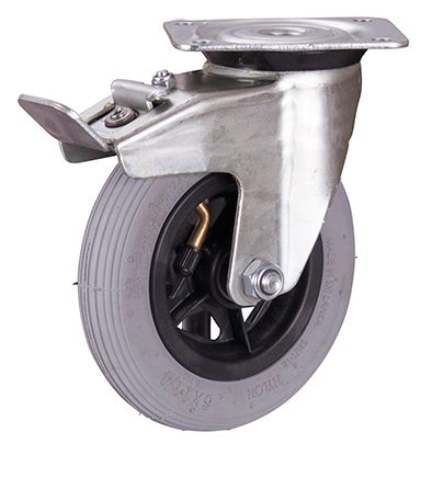 Produktbild Variofit Bremsrolle mit Luftreifen 150x30mm grau Traglast 50kg