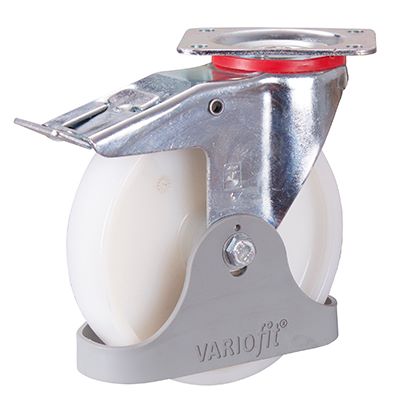 Produktbild Variofit Bremsrolle Polyamid 200x50mm weiß mit Fußschutz Traglast 350kg