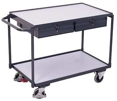 Produktbild Variofit ESD Tischwagen 1175x625x850mm mit 2 Ladeflächen und 2 Schubladen