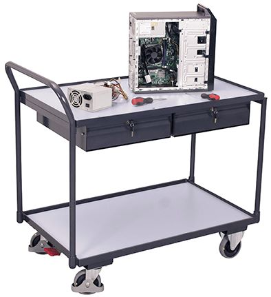 Produktbild Variofit ESD Tischwagen 1125x625x1010mm mit 2 Ladeflächen und 2 Schubladen