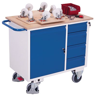 Produktbild Variofit Werkstattwagen mit 4 Schubladen 1110x600x960mm lichtgrau blau bild 2