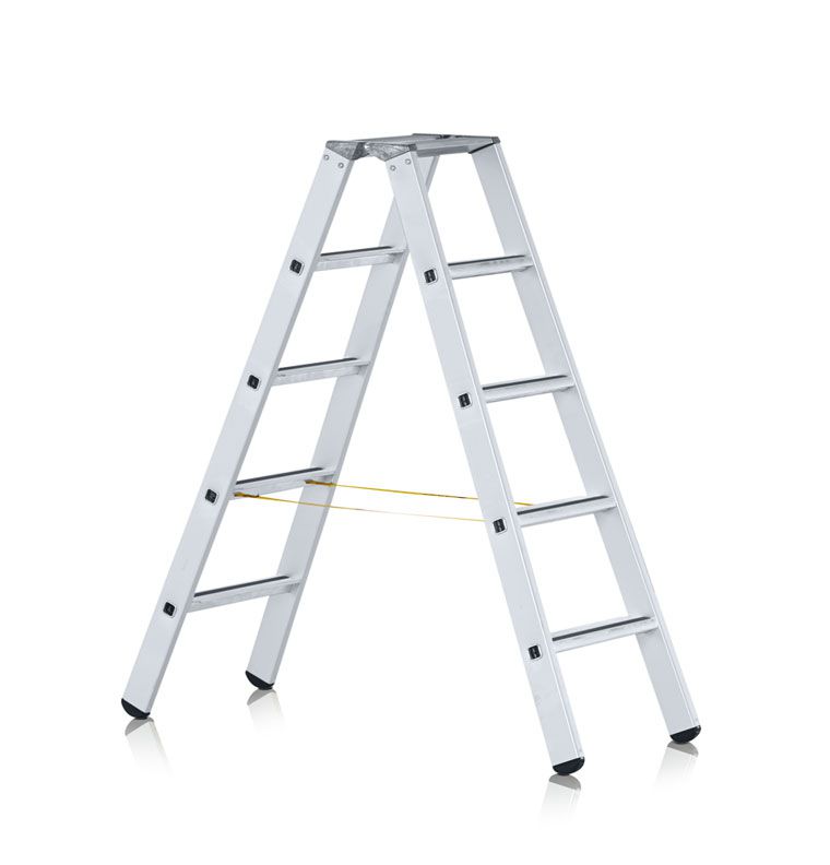 Produktbild ZARGES Leichtmetall-Stehleiter, beids., geb., eloxiert, 2 x 5 Stufen, Länge 1,35m Z600