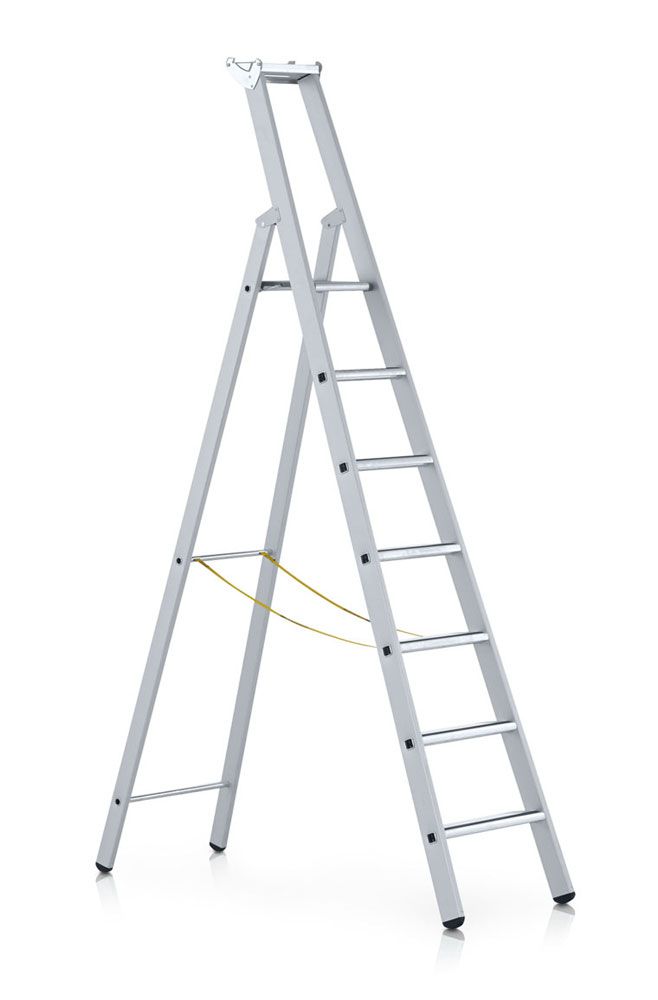 Produktbild ZARGES Leichtmetall-Stehleiter, geb, SaferStep, eloxiert, 10Sprossen, Länge 3,44m Z600