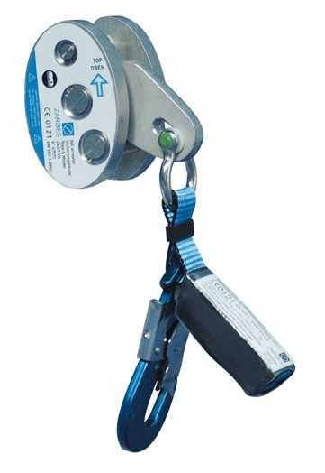 Produktbild ZARGES Sicherungsläufer Edelstahl V4A u Alu, mit Karabiner und Schäkel