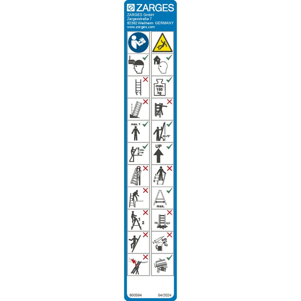 Produktbild Zarges Hinweisschild Combimaster für Leitern und Tritte