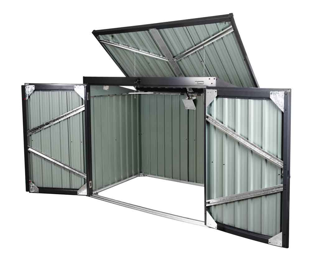 Produktbild Zipper Metall Mülltonnen Box 2 x 240 Liter mit Deckel bild 3