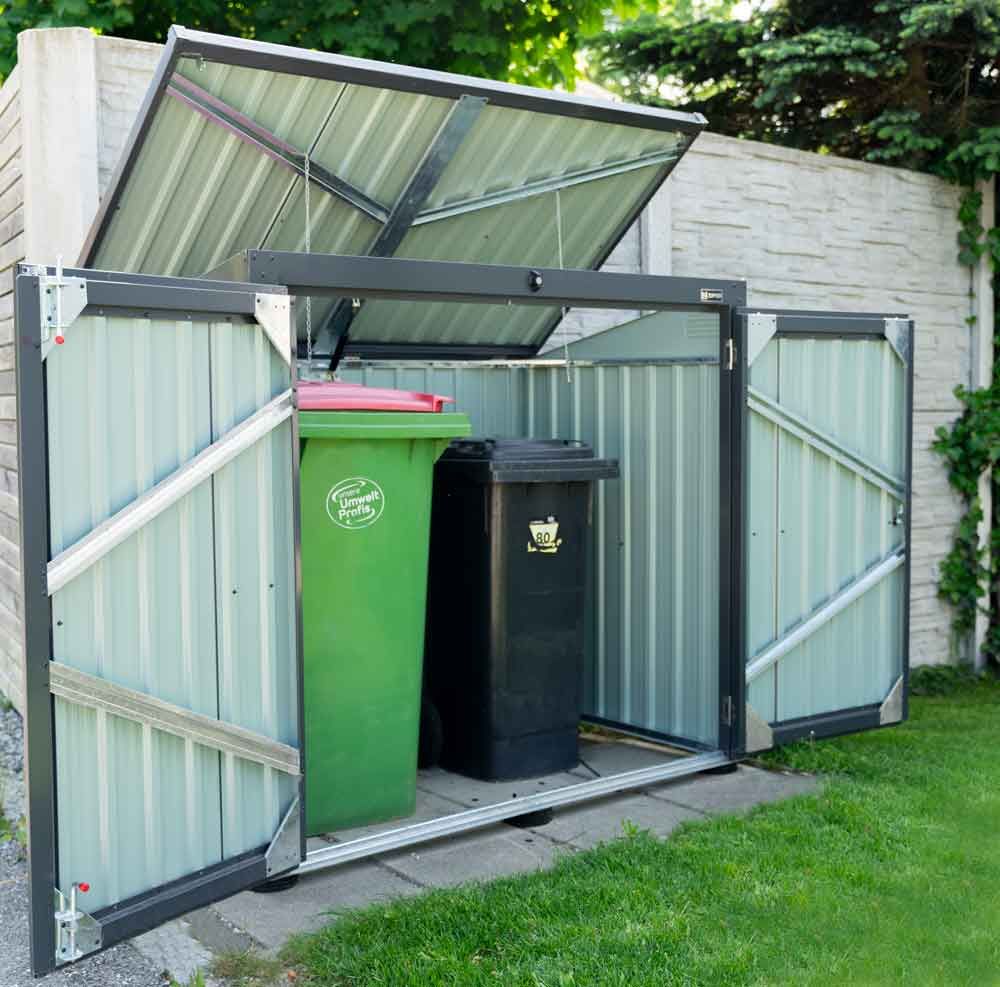 Produktbild Zipper Metall Mülltonnen Box 2 x 240 Liter mit Deckel bild 7