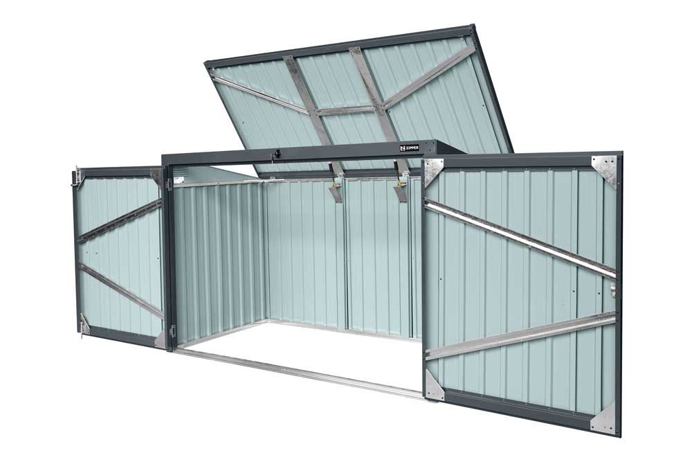 Produktbild Zipper Metall Mülltonnen Box 3 x 240 Liter mit Deckel bild 2